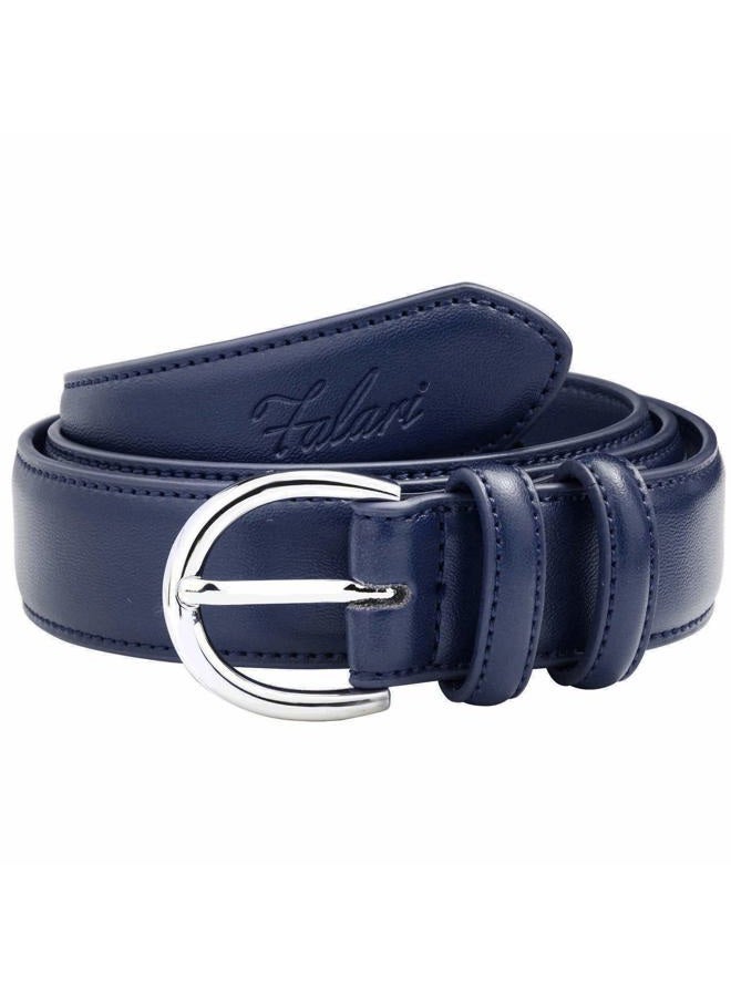 Falari Women Genuine Leather Belt Fashion Dress Belt With Single Prong Buckle 6028-Navy-M - Image 2