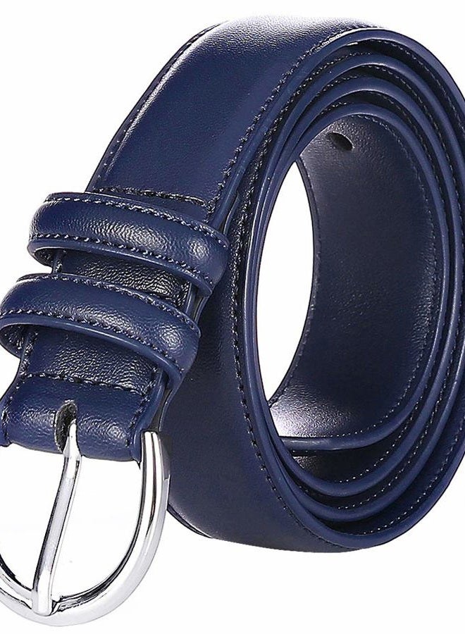Falari Women Genuine Leather Belt Fashion Dress Belt With Single Prong Buckle 6028-Navy-M - Image 1