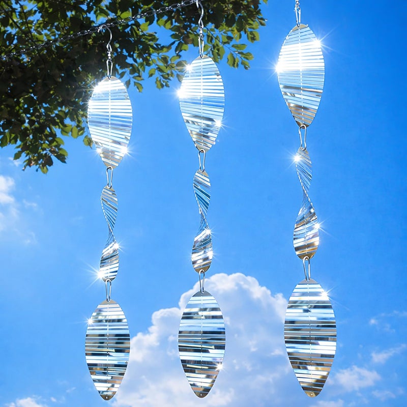 Factee Bird Deterrents for Outside, Reflective 3D Stainless Steel Wind Spinners, Garden Decor, Bird Scare Devices to Keep Woodpeckers, Pigeons Away from Your House, Patio, Orchards - Image 1