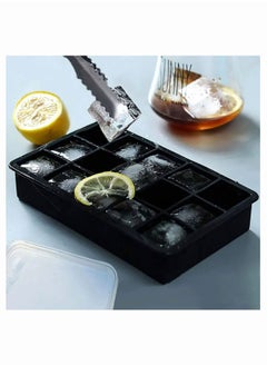 Generic Silicone Ice Cube Tray Cubes Mold with a Cover 2Pcs Black  - Image 2