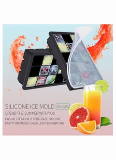 Generic Silicone Ice Cube Tray Cubes Mold with a Cover 2Pcs Black  - Image 5