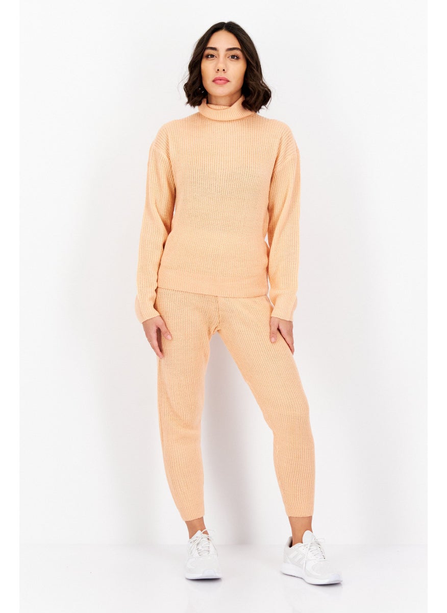 boohoo Women Sportswear Fit Knitted Tracksuits, Peach  - Image 1