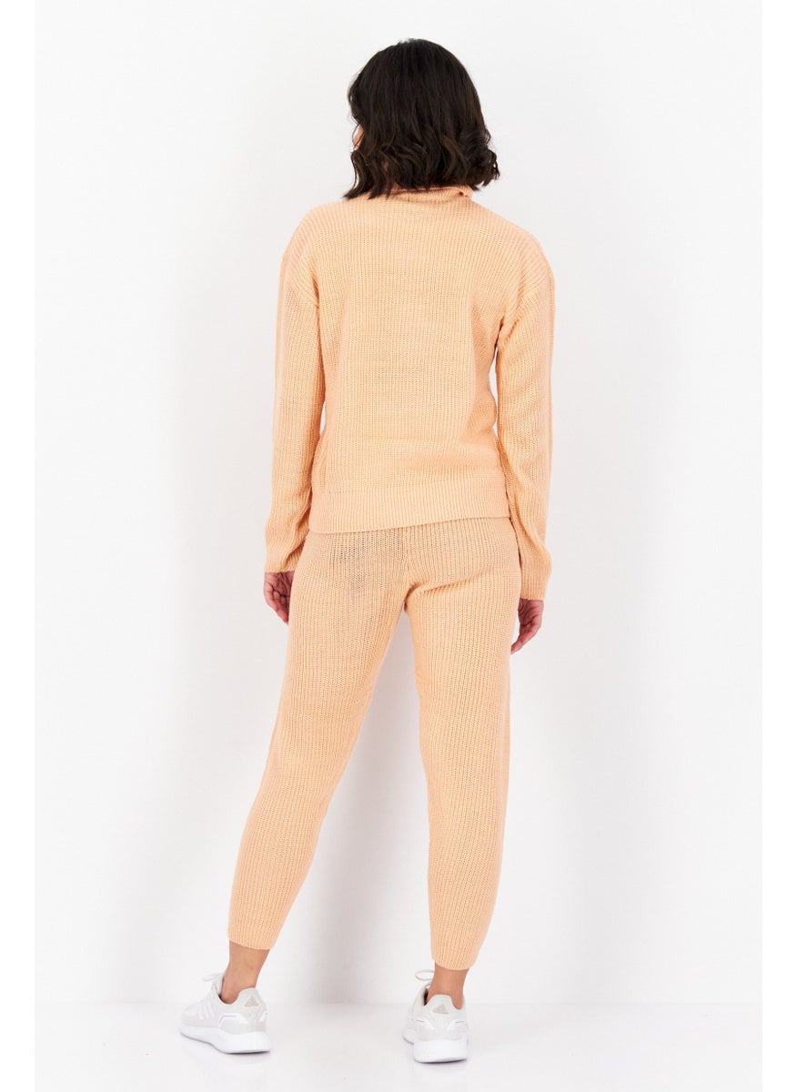 boohoo Women Sportswear Fit Knitted Tracksuits, Peach  - Image 3