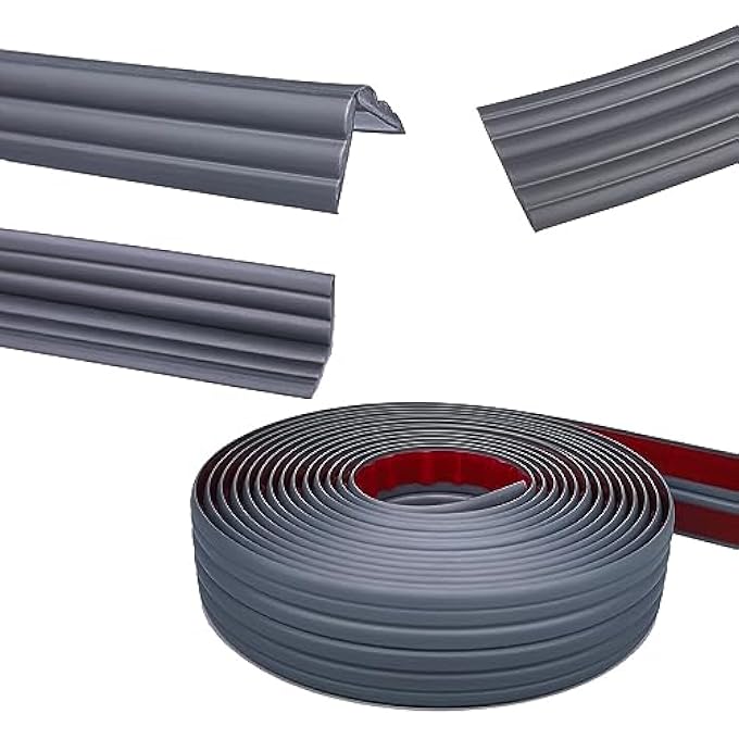 INSIDE & OUTSIDE CORNER TRIM, PEEL AND STICK WALL MOLDING TRIM 3D DIY DECORATIVE LINES FOR WALL FLOOR WINDOW DOOR CEILING AND MORE,FLEXIBLE,SELF-ADHESIVE,1.5IN X 16FT, GREY - Image 2