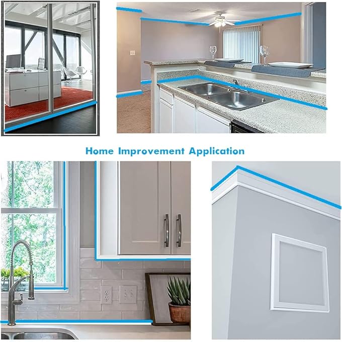 INSIDE & OUTSIDE CORNER TRIM, PEEL AND STICK WALL MOLDING TRIM 3D DIY DECORATIVE LINES FOR WALL FLOOR WINDOW DOOR CEILING AND MORE,FLEXIBLE,SELF-ADHESIVE,1.5IN X 16FT, GREY - Image 3