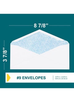 EnDoc 9 Envelopes Letter Size 80 Pack Security Tinted 3 7/8" X 8 7/8" Gummed Seal Business Envelopes Return Mailing Envelopes Legal Envelopes For Checks Invoices Statements 24Lb Plain Envelopes  - Image 3