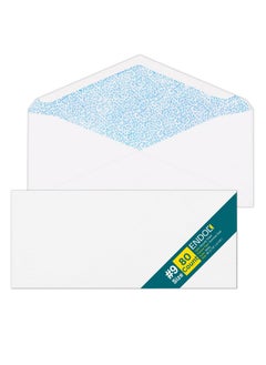 EnDoc 9 Envelopes Letter Size 80 Pack Security Tinted 3 7/8" X 8 7/8" Gummed Seal Business Envelopes Return Mailing Envelopes Legal Envelopes For Checks Invoices Statements 24Lb Plain Envelopes  - Image 1