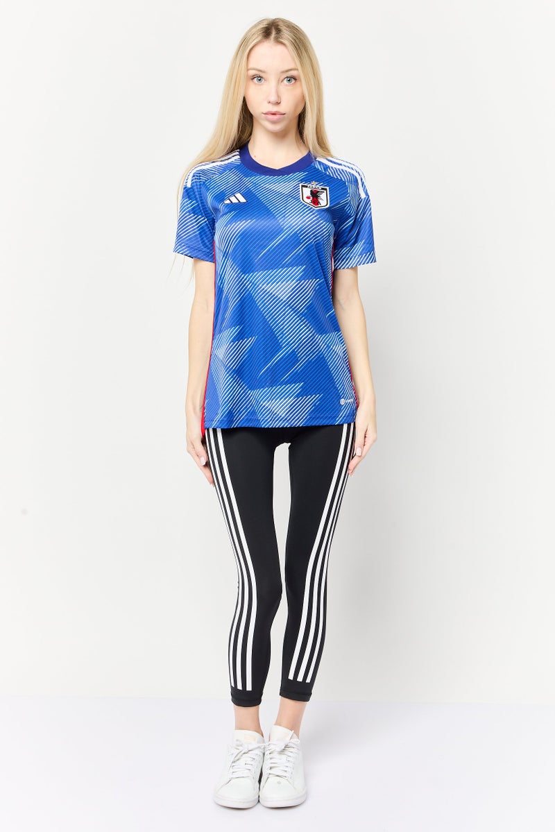 Adidas Women Sportswear Fit Short Sleeve Football Jersey, Blue - Image 4