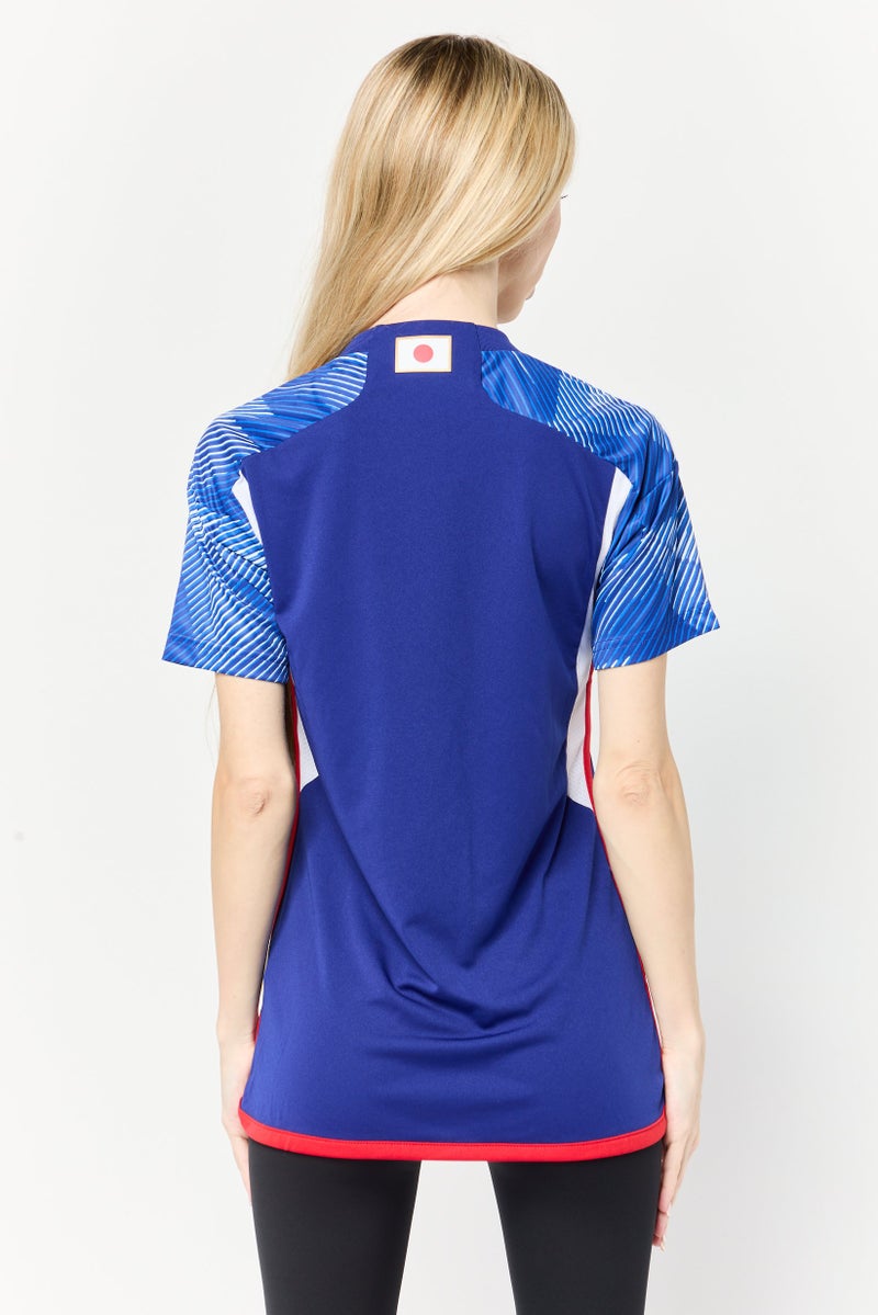 Adidas Women Sportswear Fit Short Sleeve Football Jersey, Blue - Image 3