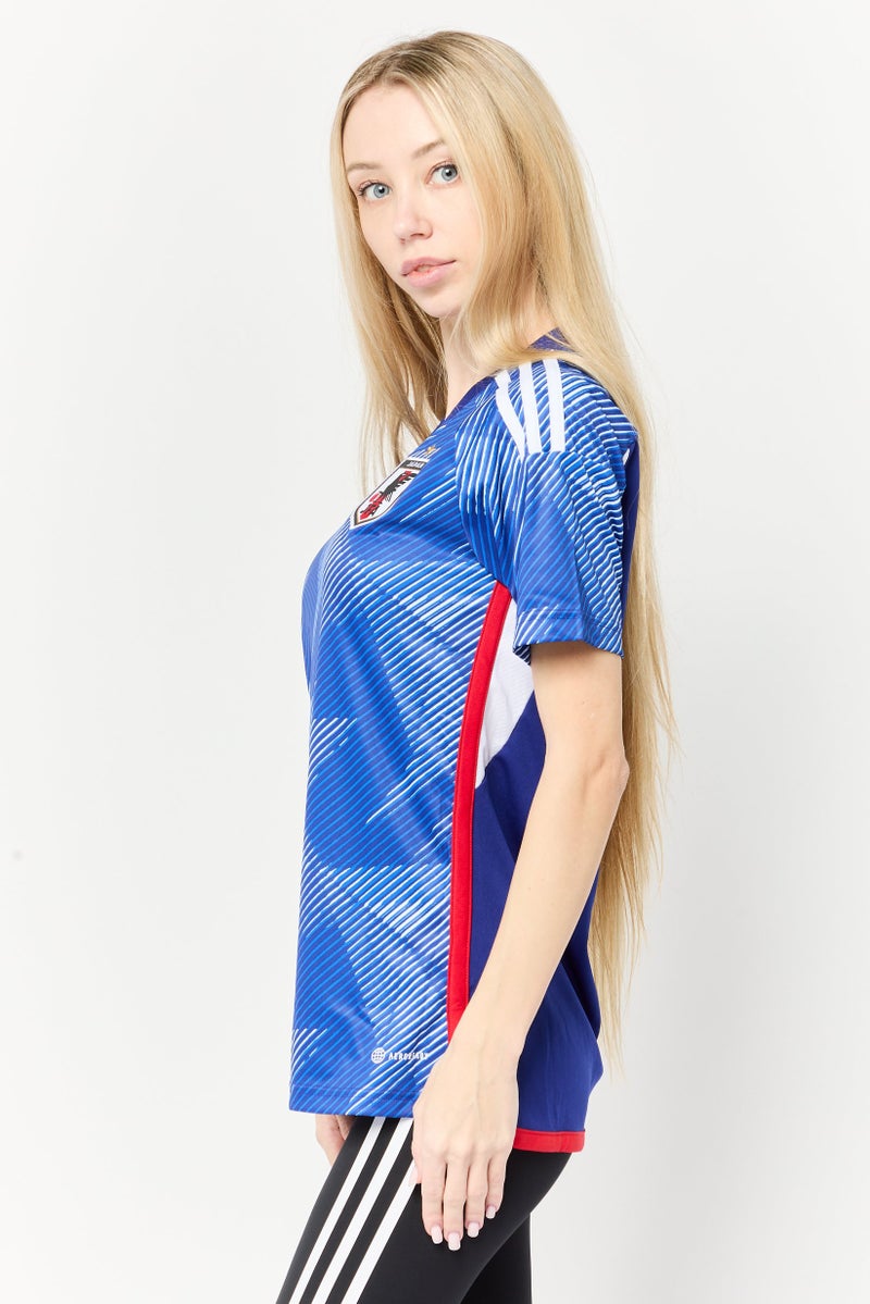 Adidas Women Sportswear Fit Short Sleeve Football Jersey, Blue - Image 2