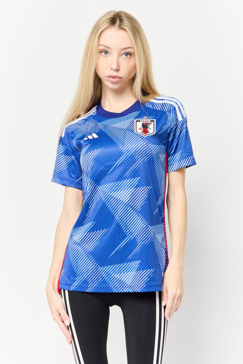 Adidas Women Sportswear Fit Short Sleeve Football Jersey, Blue - Image 1