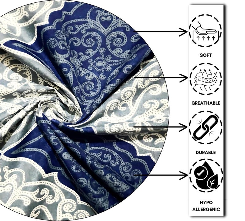 RVS DECOR 144 TC Cotton Pillow Cover Set of 2 Size 69 x 45 cm (Blue3) - Image 3