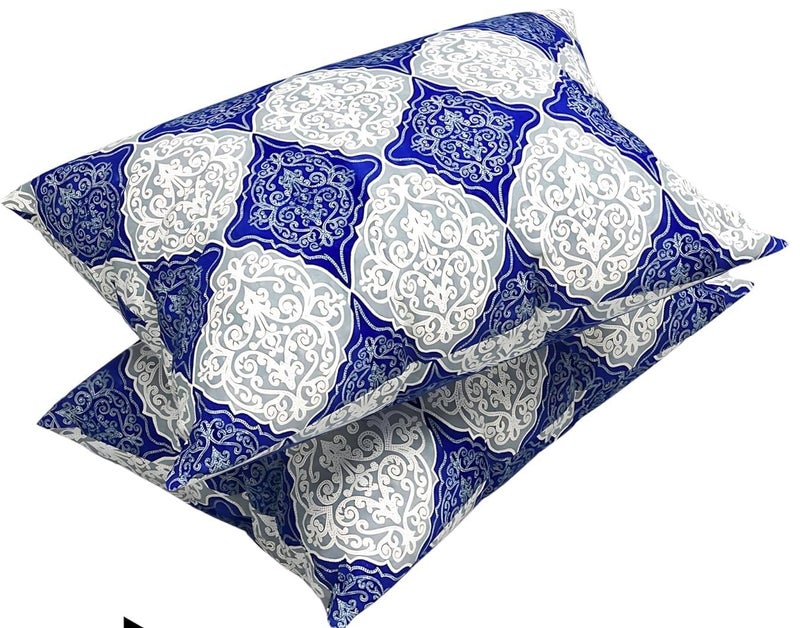 RVS DECOR 144 TC Cotton Pillow Cover Set of 2 Size 69 x 45 cm (Blue3) - Image 1