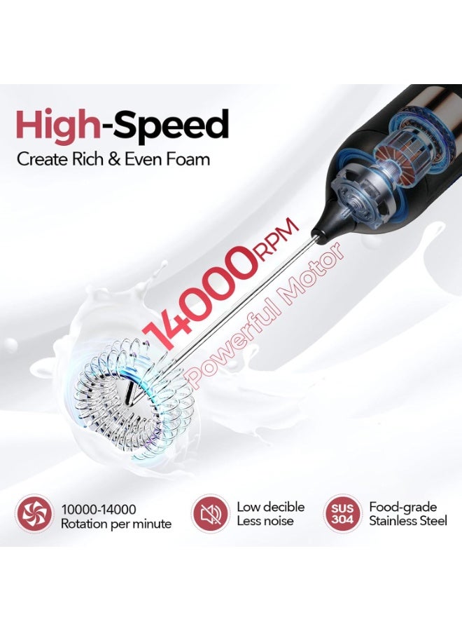 Xkimos Electric Milk Frother USB-C Charging Handheld Coffee Mixer 10W High Power 304 Stainless Steel Whisk Low Noise Compact Design for Coffee Lattes Cappuccinos and Baking - Image 3