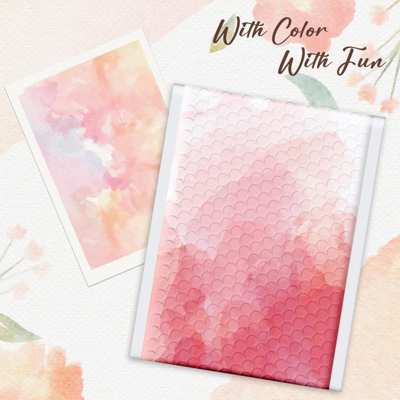 Fuxury Bubble Mailers 6x10" Pink Watercolor Padded Envelopes 100 Pack Usable Size 6x9" Bubble Envelopes Strong Adhesion Padded Mailers Thick Waterproof Shipping Envelops for Mailing Jewelry Makeup #0 - Image 5