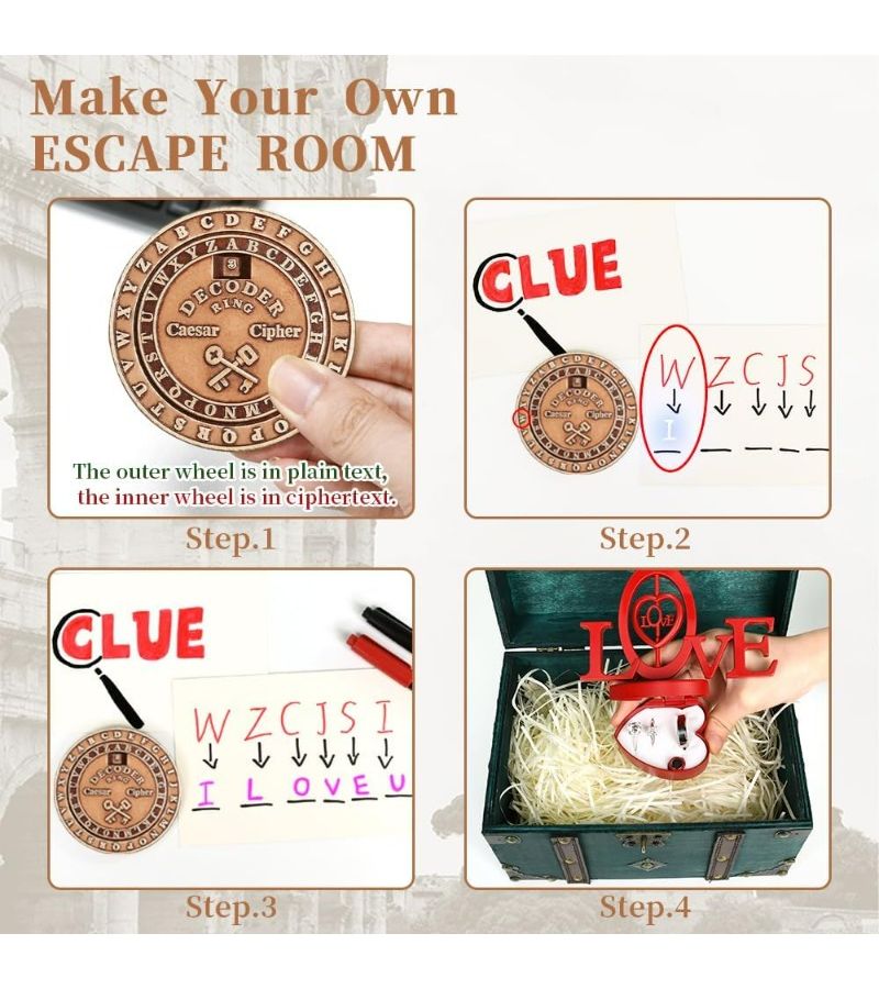 Bronze Spinning Top Metal Puzzle Brain Teaser Coding Game Activity Toy Escape Room Gadget Desk Accessory Birthday Gift for Men - Image 5