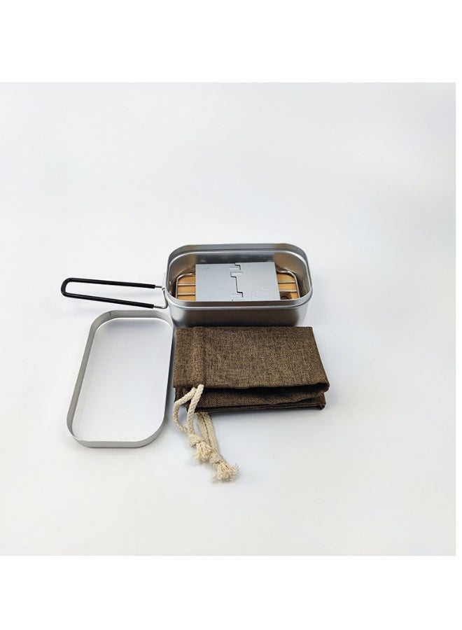 أطقم أدوات المائدة الخارجية صندوق غداء للتخييم صندوق غداء محترق صندوق بينتو خارجي من الألمنيوم سعة 1000 مل جهاز طهي محمول متعدد الوظائف - Image 2