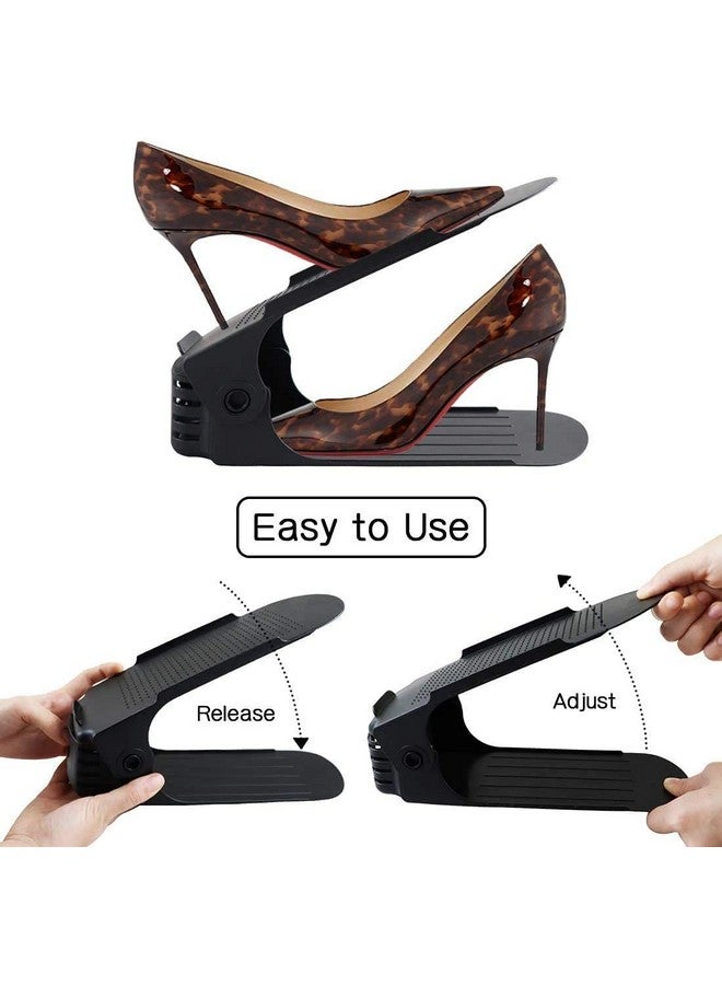 NYALKARAN NYALKARAN Plastic Shoe Slots Organizer Space Saver Double Deck Shoe Rack Adjustable Shoe Slots for Closet Organization (Black, Pack of 2) - Image 4