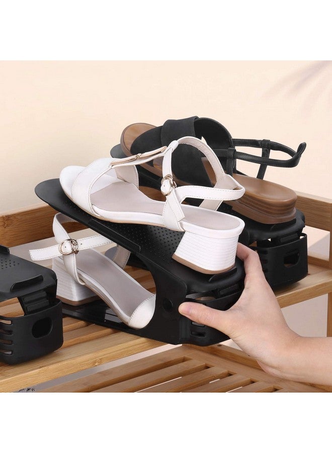NYALKARAN NYALKARAN Plastic Shoe Slots Organizer Space Saver Double Deck Shoe Rack Adjustable Shoe Slots for Closet Organization (Black, Pack of 2) - Image 2