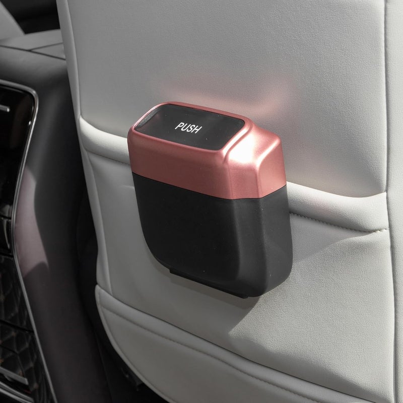 A ABSOPRO Car Trash Can - Hanging Plastic Bin in Rose Red - Image 3