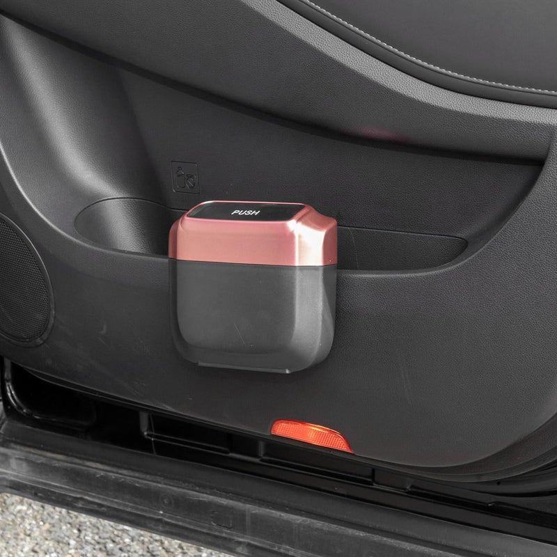 A ABSOPRO Car Trash Can - Hanging Plastic Bin in Rose Red - Image 2