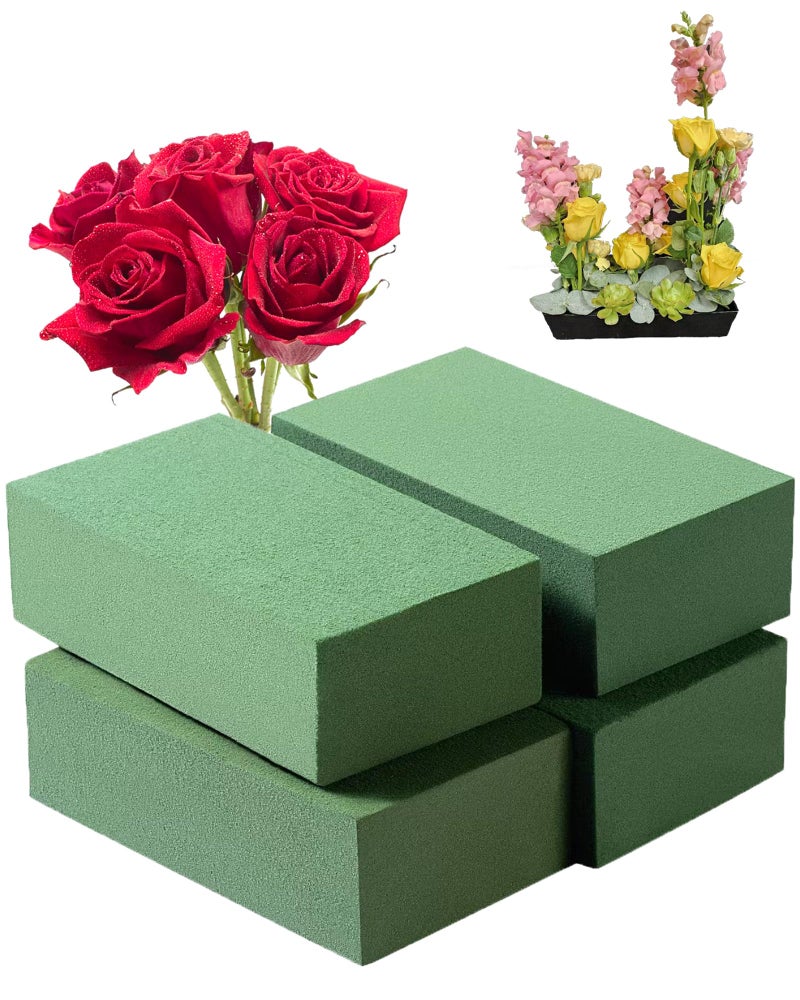 Fessary Floral Foam Blocks 5.5x3.1x1.7 Inch Dried and Wet Flower Foam for Floral Arrangement Supplies,Green Foam Bricks Floral for DIY Crafts Weddings 4 Pack - Image 1