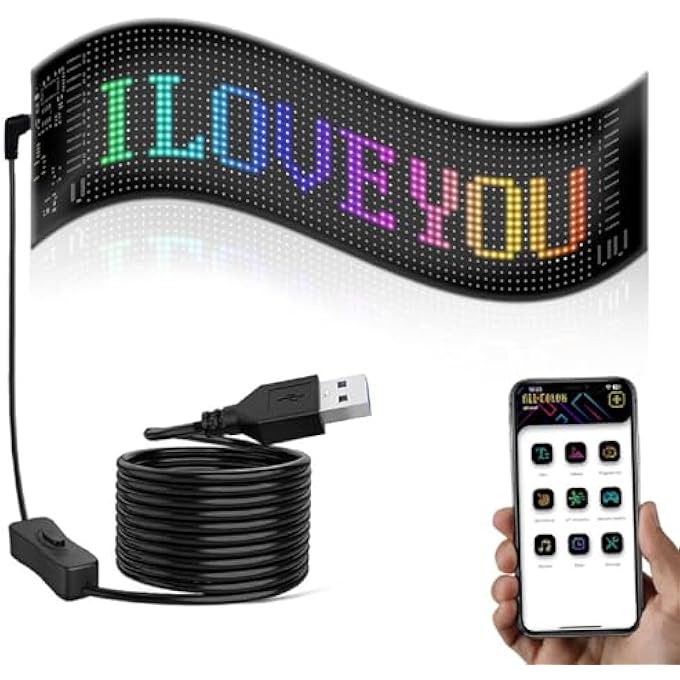 Jiawu Programmable Car Sign 137X4 Flexible Advertising Scrolling Led Panel Waterproof App Control Digital Display Board Diy Custom Text Graffiti Animation - Image 1