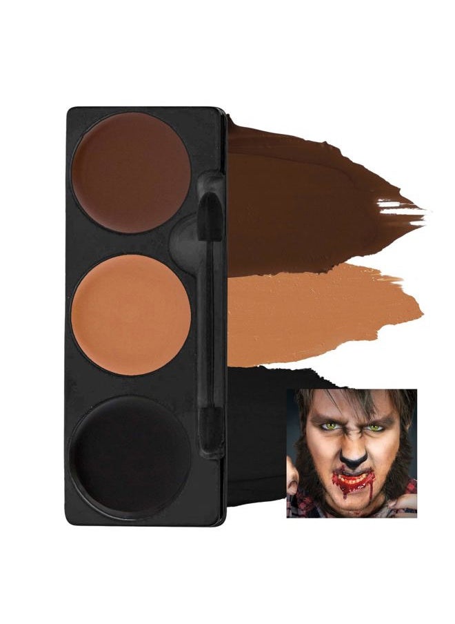 mehron - Makeup Tri-Color Character Makeup Palette | Halloween, Special Effects and Theater Cream FX Palette | Face Paint .7 oz (20 g) (WEREWOLF) - Image 1