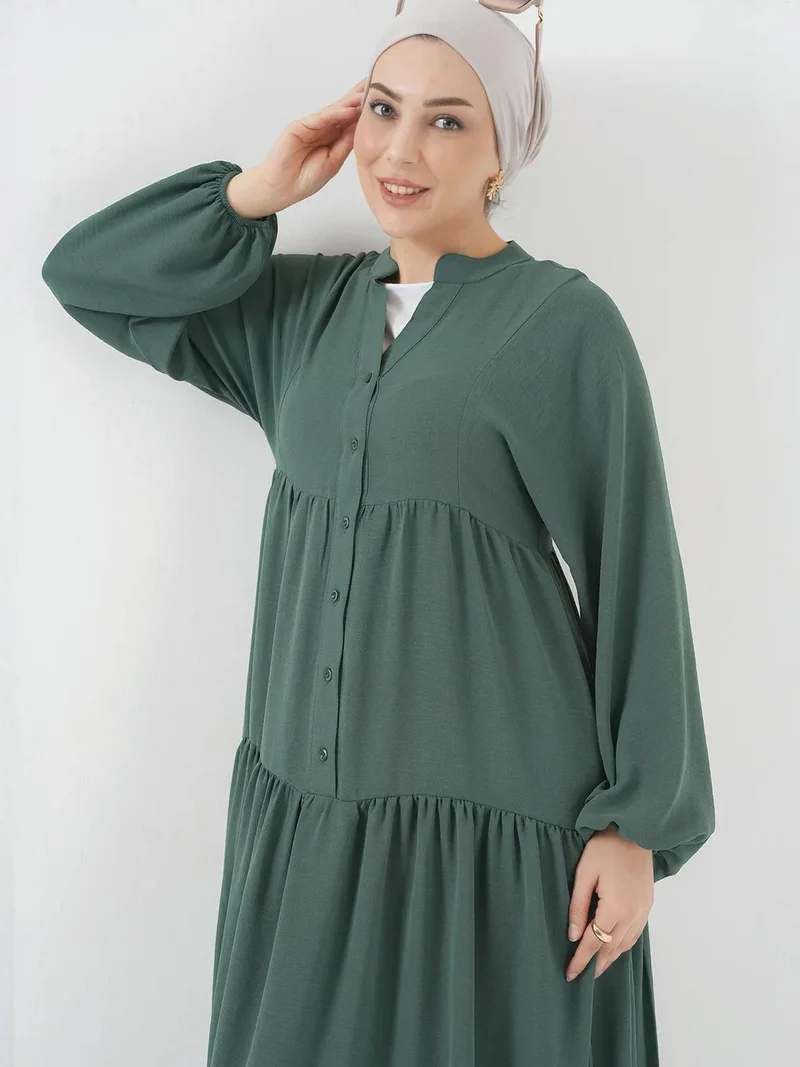 BIG DART BDART V-Neck Button Closure Relaxed Fit Maxi Dress