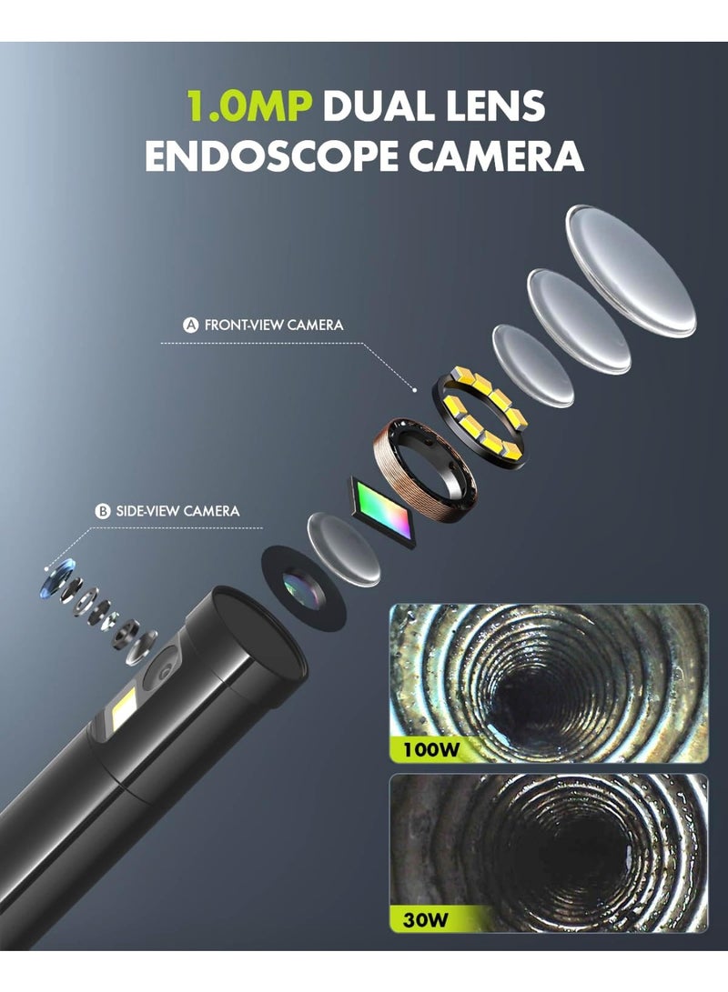 Arabest Dual Lens Endoscope Camera with Adjustable Lights, Type C Borescope for Sewer, IP67 Waterproof Semi-Rigid Snake Camera, Industrial Scope Inspection Cam, Gadgets for Men(16.5 ft) - Image 5