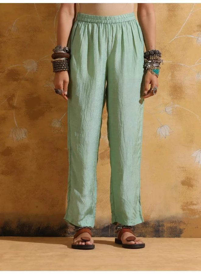 trueBrowns trueBrowns Pink Muslin Silk A-line Kurta Pant Set