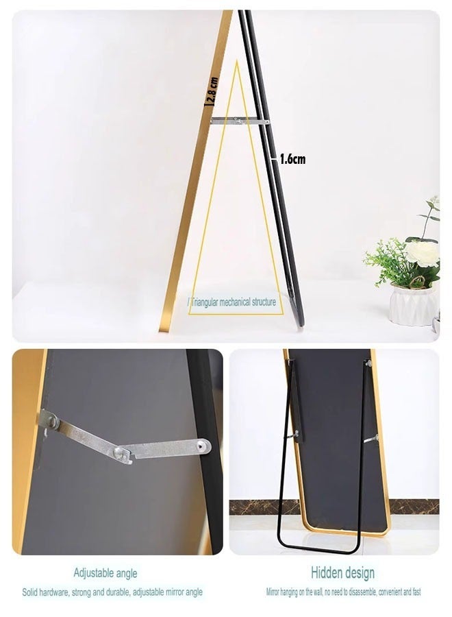 KLNAMAEAAN Full Length Mirror 50X150 cm, Floor Mirror with Aluminum Alloy Frame, Free-Standing Leaning Large Bedroom Dressing Mirror, Full Body Mirror with Stand for Living Room & Bedroom, Black - Image 5