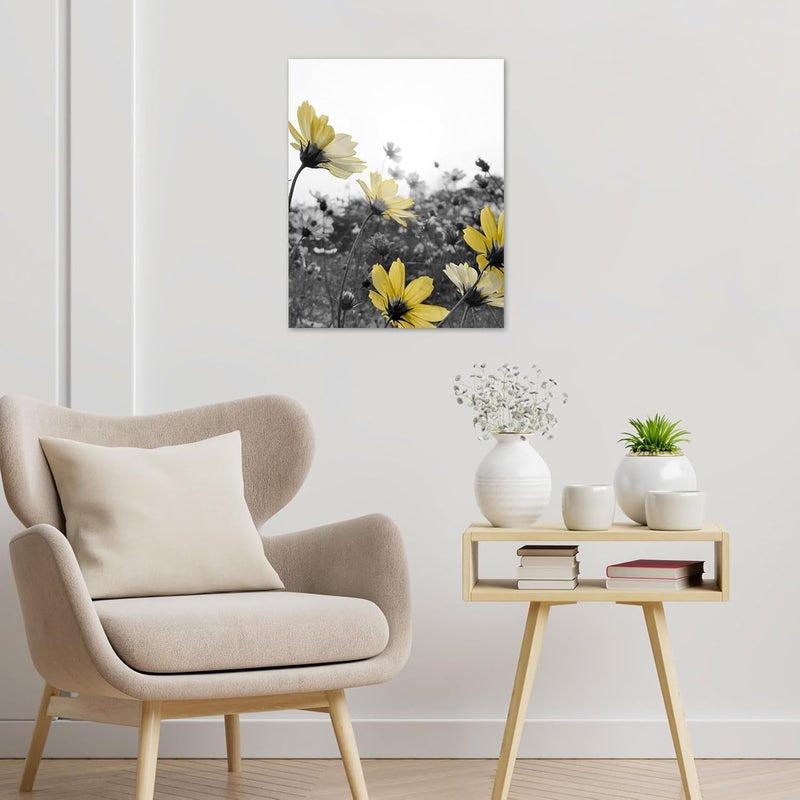 HVEST Yellow Floral Canvas Wall Art - Image 4