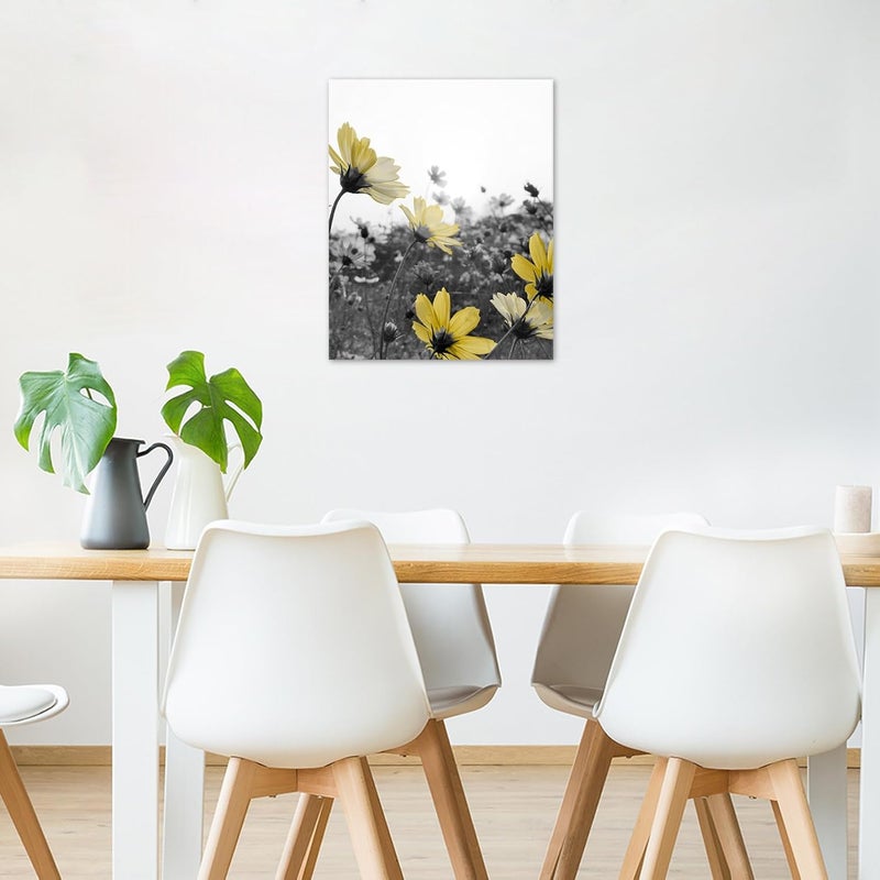 HVEST Yellow Floral Canvas Wall Art - Image 3