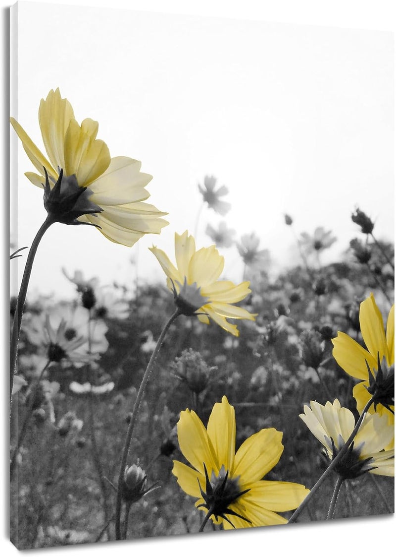HVEST Yellow Floral Canvas Wall Art - Image 1