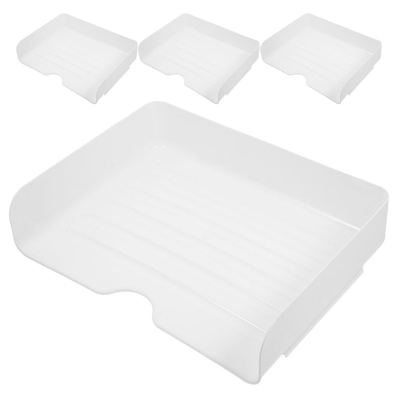White Stackable A4 Paper Organizer Trays Desk File Storage Box For Home Office - Image 2