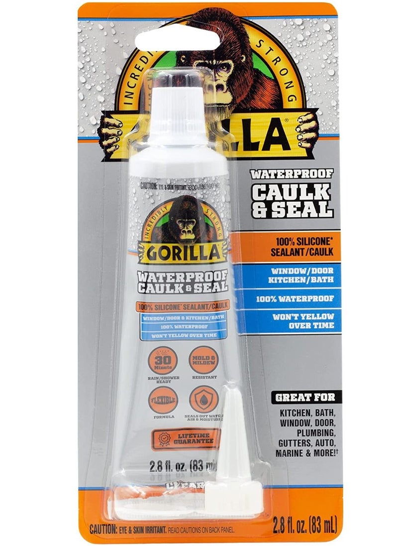 Gorilla 8090001 2.8 Ounce Squeeze Tube Clear Silicone Sealant 