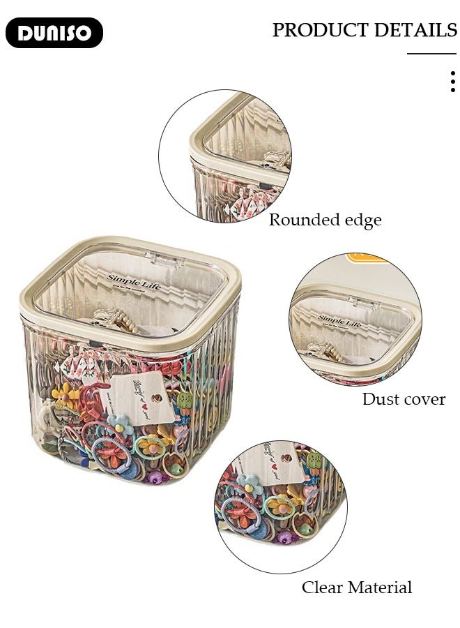 DUNISO Hair Accessories Organizer for Girls, Bathroom Containers for Headband, Bows,Hair Tie,Hair Tools, Scrunchie, Cotton Swab Organization, Desk Storage Box with Lids for Women Girls  - Image 2