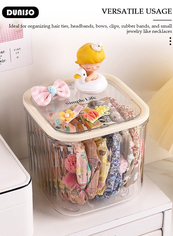 DUNISO Hair Accessories Organizer for Girls, Bathroom Containers for Headband, Bows,Hair Tie,Hair Tools, Scrunchie, Cotton Swab Organization, Desk Storage Box with Lids for Women Girls  - Image 3