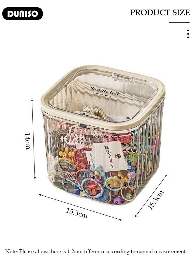 DUNISO Hair Accessories Organizer for Girls, Bathroom Containers for Headband, Bows,Hair Tie,Hair Tools, Scrunchie, Cotton Swab Organization, Desk Storage Box with Lids for Women Girls  - Image 4
