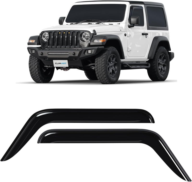 CLIM ART Durable Rain Guards for Jeep Wrangler JL 2018-2025 & Gladiator 2020-2025 - Tape-on Window Deflectors (2pcs) - Image 1