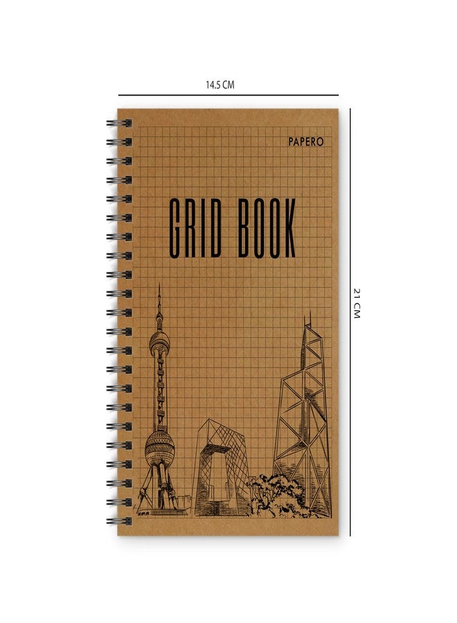 PaperO Professional A5 Square Grid Notebook | 5MM Square Graph Design | Size (21.0 x 14.5 cm) | Ideal for Architects & Designers | Kraft Cover | 100 Pages | Grid Book | (Pack of 2) - Image 3