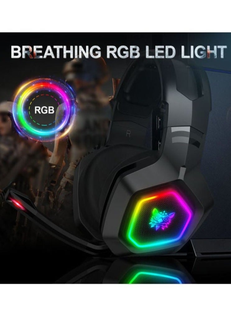 K10 Gaming Headset With Surround Sound Pro Noise Canceling Gaming Headphones With Mic & RGB LED Light