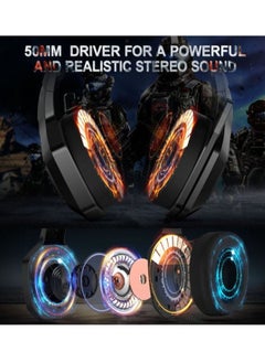 onikuma K10 Gaming Headset With Surround Sound Pro Noise Canceling Gaming Headphones With Mic & RGB LED Light  - Image 4
