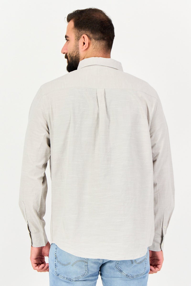 Chaps Men Regular Fit Botton Down Collar Long Sleeve Casual Shirt, Grey - Image 4