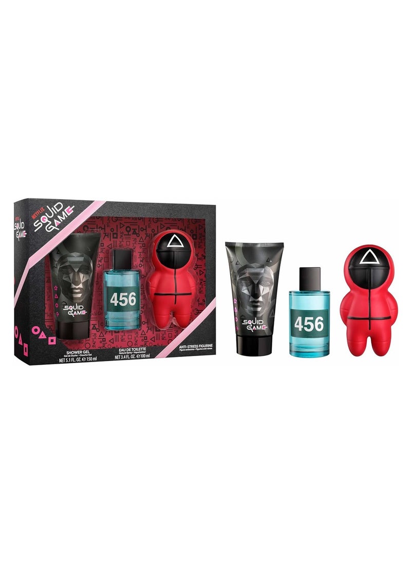 Air Val عطر Air-Val Netflix Squid Game 100 مل + جل استحمام 150 مل + مجموعة هدايا تمثال مضاد للإجهاد  - Image 5