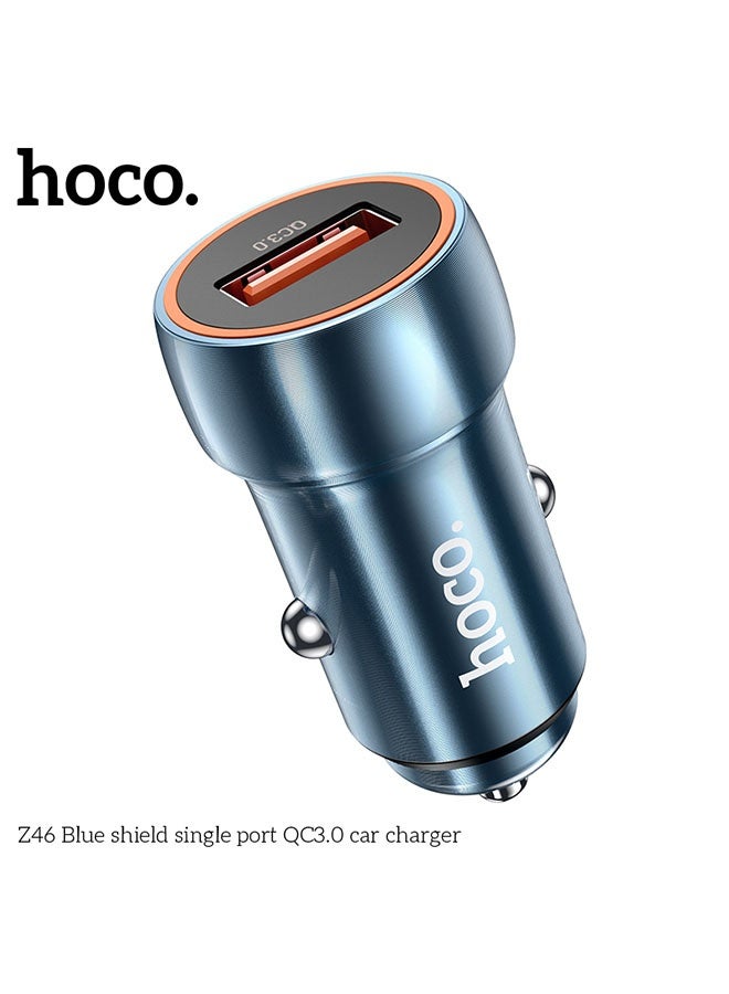 hoco. Car charger Z46 Blue shield QC3.0 set with cable(Blue)  - Image 4