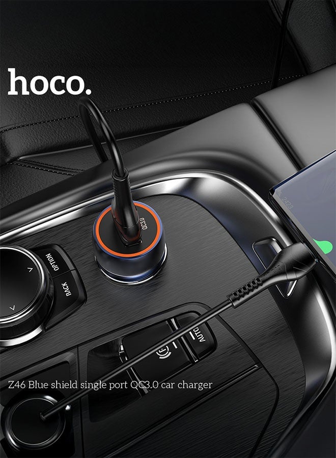hoco. Car charger Z46 Blue shield QC3.0 set with cable(Blue)  - Image 5