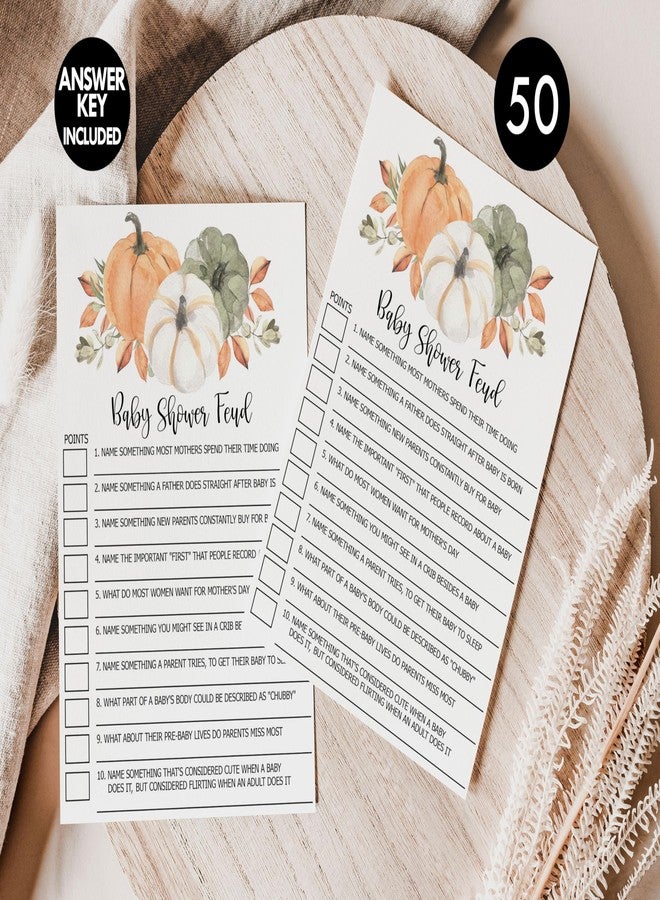 All-Ewired-Up All Ewired Up 50 Baby Shower Family Feud (50-Cards) Fun Baby Shower Game Activity, Gift, Gender Neutral Boy or Girl, Pumpkin, Autumn, Fall - Image 3