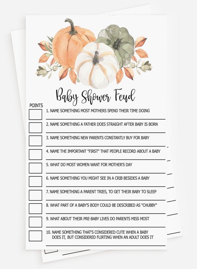 All-Ewired-Up All Ewired Up 50 Baby Shower Family Feud (50-Cards) Fun Baby Shower Game Activity, Gift, Gender Neutral Boy or Girl, Pumpkin, Autumn, Fall - Image 1
